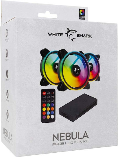 White Shark GCF-S028-004 Case Fans 120mm 1100rpm 25cfm with ARGB Lighting Pack of 3