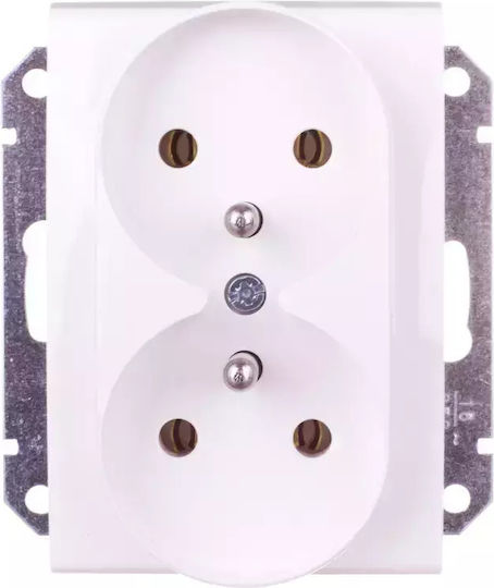 Schneider Electric Διπλή Χωνευτή Πρίζα Ρεύματος Εκρού