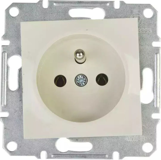 Schneider Electric Μονή Χωνευτή Πρίζα Ρεύματος Εκρού