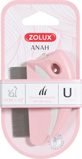 Zolux Anah Comb for Misc Hair Lengths for Flea Removal Pink