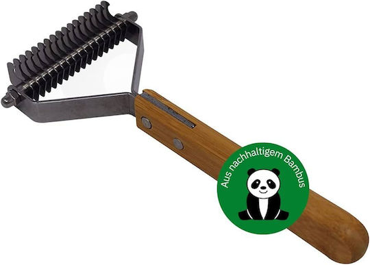Bamboo Groom Dematting & Undercoat Rake with 17 Stainless Steel Blades