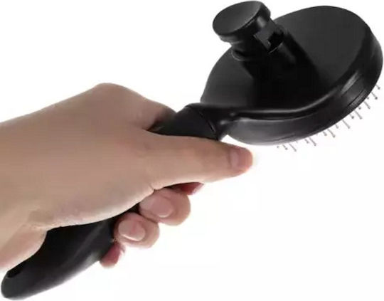 Perie pentru îngrijirea blănii animalelor de companie, cu mâner ergonomic antiderapant, buton pentru îndepărtarea părului de pe peri, ideală pentru clinici veterinare, saloane de toaletaj și utilizare acasă