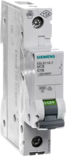 Siemens Automatic Circuit Breaker 16A Single-pole AC 5SL6116-7