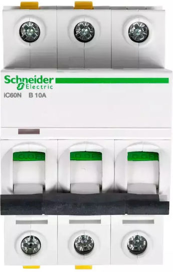 Schneider Electric Automatic Circuit Breaker 10A Triple-pole AC A9F03310