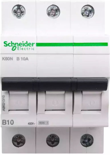 Schneider Electric Automatic Circuit Breaker 10A Triple-pole AC A9K01310