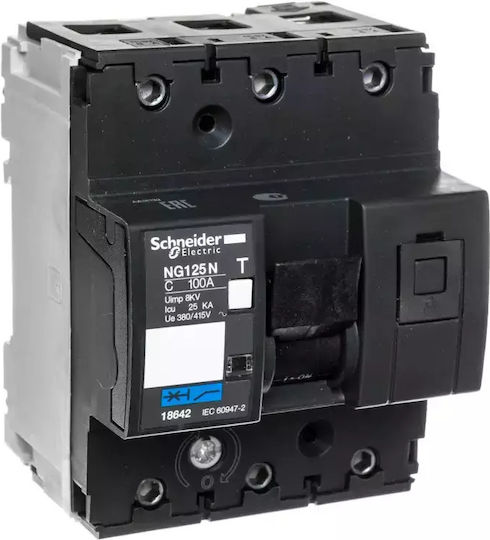 Schneider Electric Automatic Circuit Breaker 100A Triple-pole AC 18642