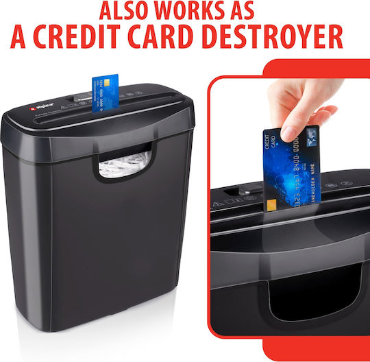 Alpina Appliances Distrugător de Documente Tăietură în bandă 6 Foi cu Coș 10lt