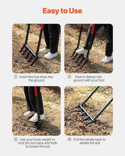 Vevor 5 Tines Broad Fork Garden Tool U-shaped Pitch Fork Gardening Spading