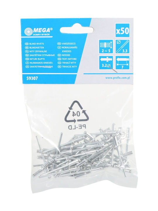 Mega Πριτσίνια Aluminium M4.8x10mm 50Stück