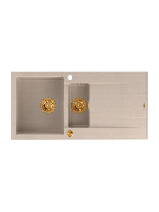 GraniteQ Drop-In Spüle aus Verbundgranulat B100xT50cm Beige