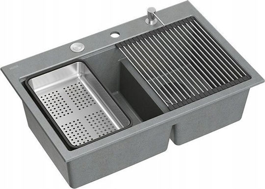 GraniteQ Ένθετος Inox Μ76xΠ50cm Ασημί