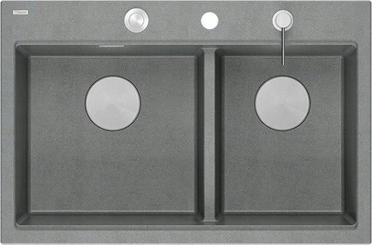GraniteQ Drop-In Chiuvetă Inox L76xW50cm Argintiu