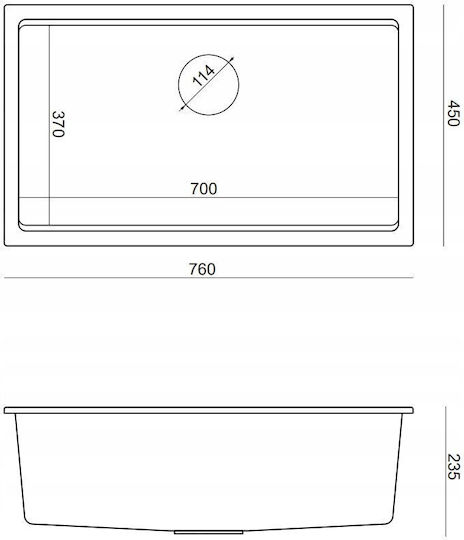 GraniteQ Undermount Sink Inox W76xD45cm Beige