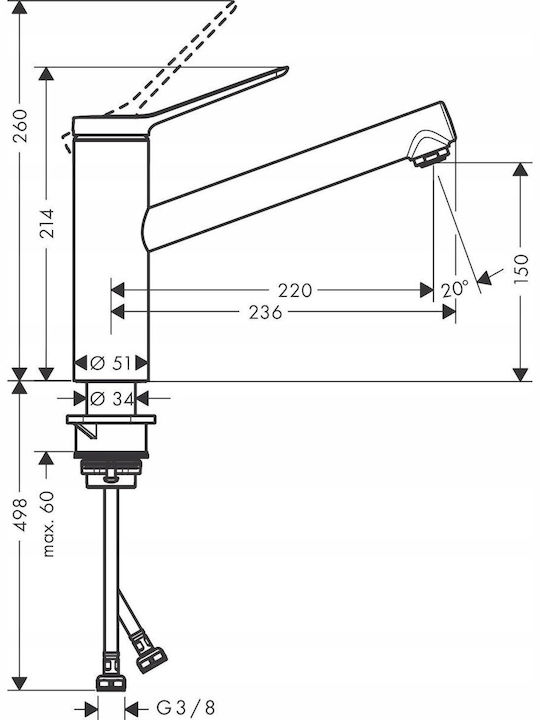Hansgrohe Πάγκου Γκρι 74802800 Hansgrohe Πάγκου Γκρι 74802800