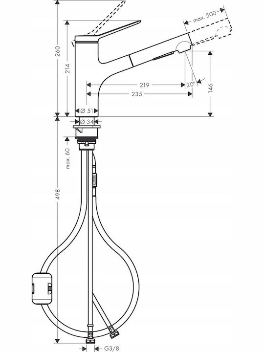 Hansgrohe Baterie de bucătărie pe blat gri