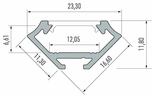 Corner Aluminum Profile White Type C 1m + Milky Diffuser