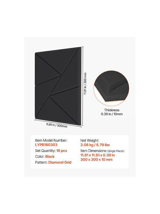Decorative Sticker Wall 18pcs 11.8x11.8cm Vevor
