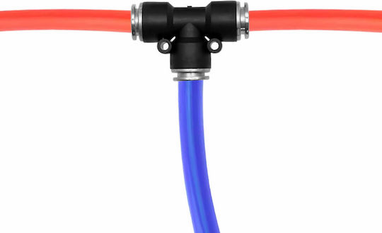 Set of Pneumatic Pipe Tee Air Connectors Pu Pe Nylon Ø6-8-10-12mm Metal-Plastic 4 Pieces W17457-0