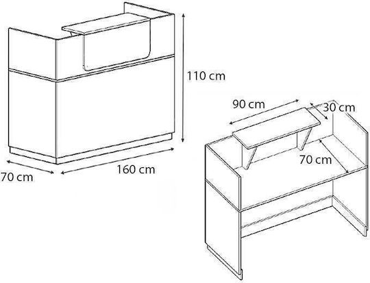 Megapap Επαγγελματικό Γραφείο Υποδοχής Π160xΒ70xΥ110cm