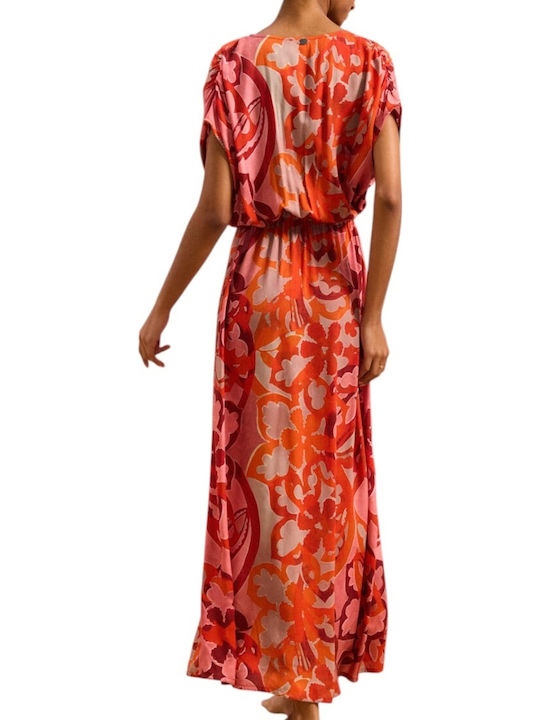 Sommer Maxi Kleid Wickel Koralle