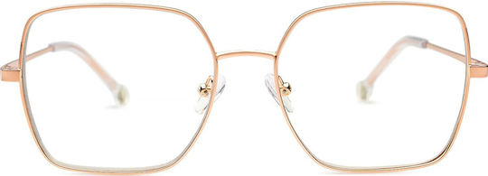 Lentiamo Leonie Women's Metal Blue Light Blocking Glasses Butterfly Rose Gold