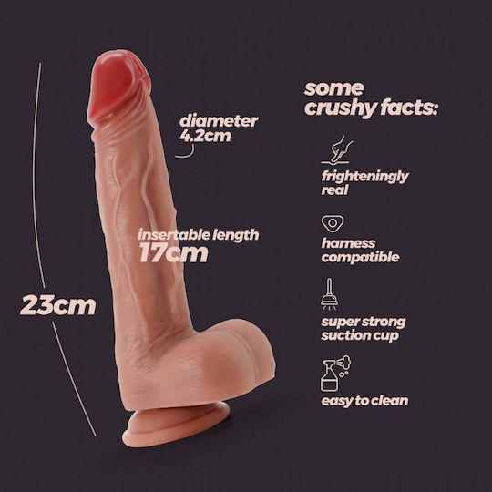 Crushious Dildo realist cu Testicule și Ventuză Flesh 23cm