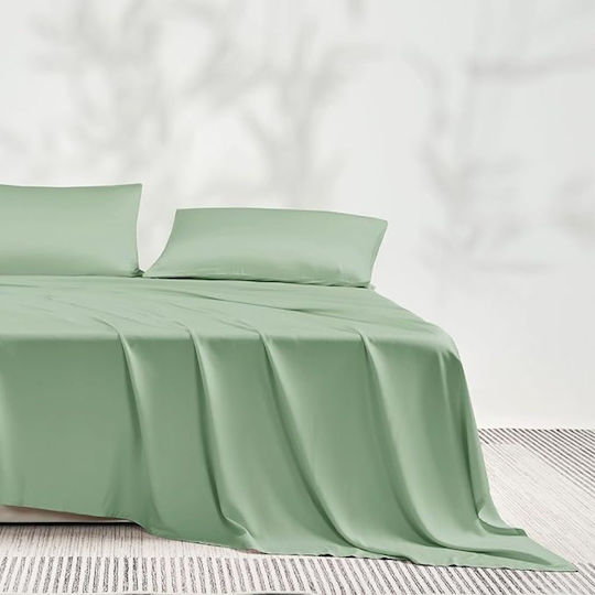 Kotonia Home Cearceafuri Pentru Hotel King Size 100% Bumbac Deluxe Satin Damasc Verde Fistic