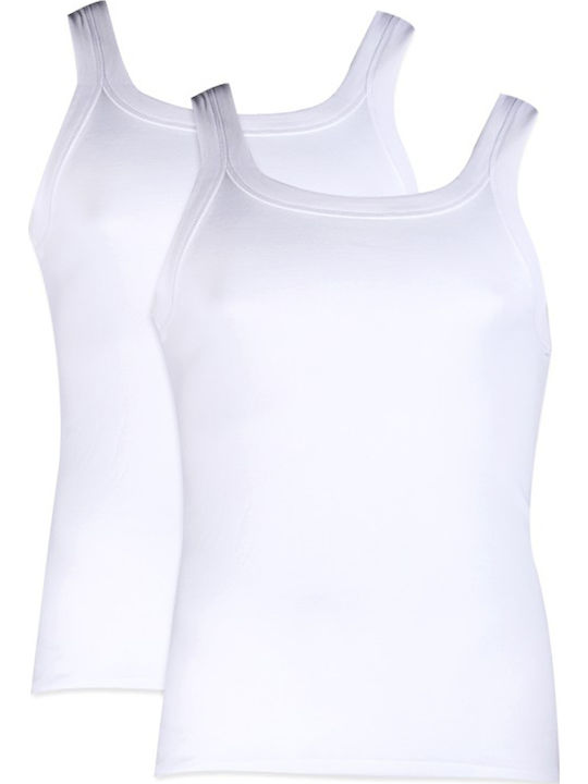 90-11012 Men's Sleeveless Undershirts White 2Pack