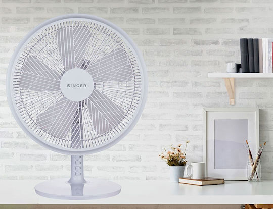 Singer Επιτραπέζιος Ανεμιστήρας 55W Διαμέτρου 40cm Λευκός
