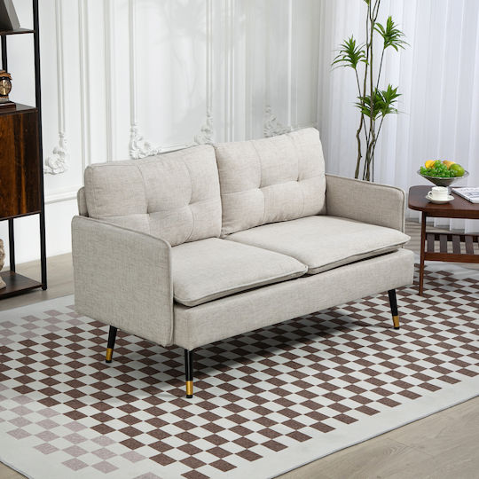 HomCom Doppelsitzer Sofa Weiß Crem 139x68x80cm