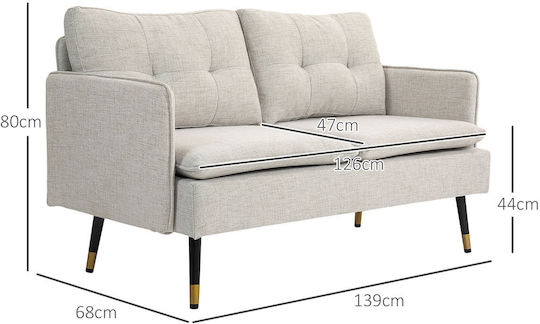 HomCom Doppelsitzer Sofa Weiß Crem 139x68x80cm