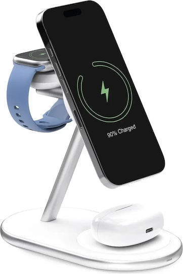 Puro Wireless Charger Qi2 30W Whites (Mag Station 3 in 1)
