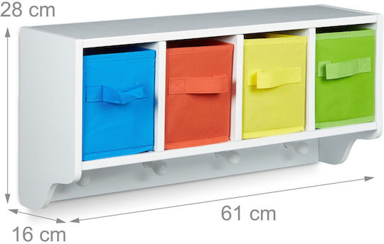 Raft Pentru Copii De Perete Alb 28x61x16cm