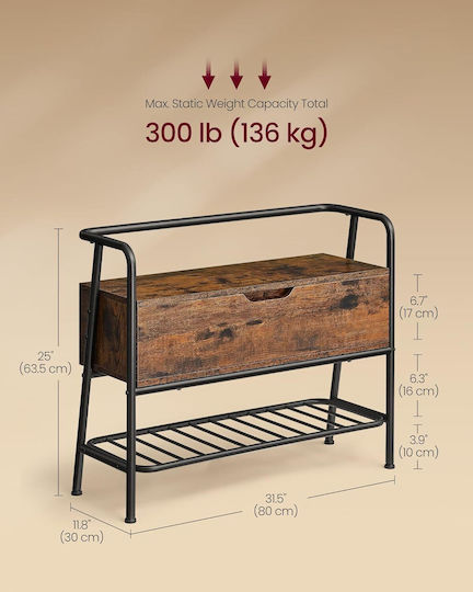 Метален Обувна рафт 80x30x63.5см