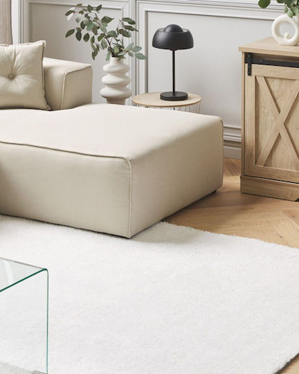 Beliani Covor Rectangular Piele Alb
