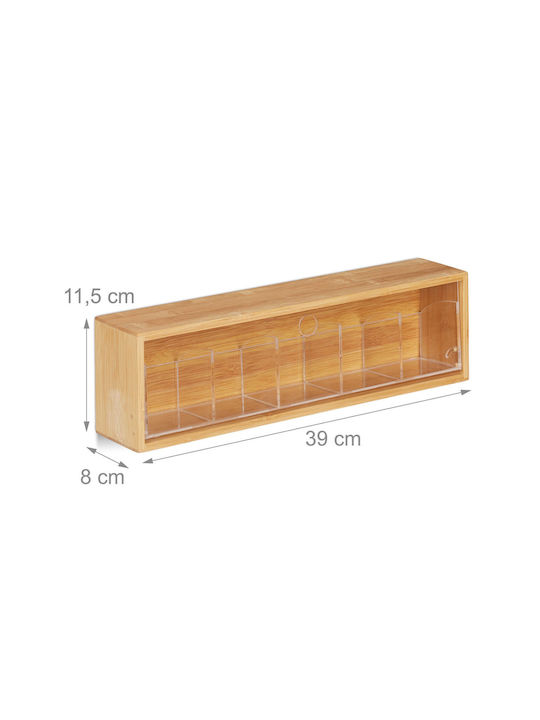Relaxdays Caseta Pentru Ceai Cu Capac Din Lemn 11.5x8x39cm
