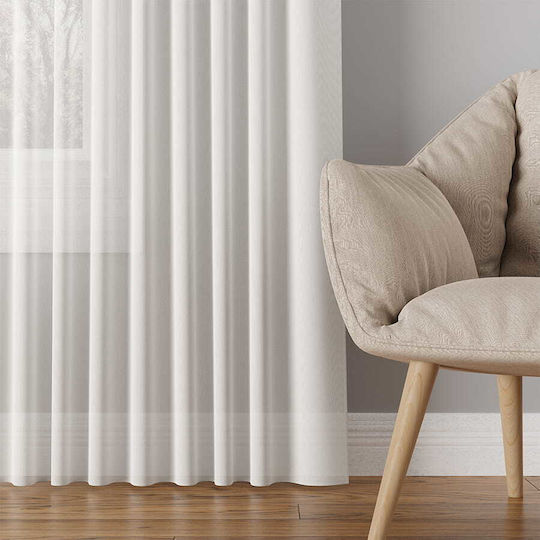 Markizeta Κουρτίνα με Τρέσα Basic Λευκή 145x300εκ.