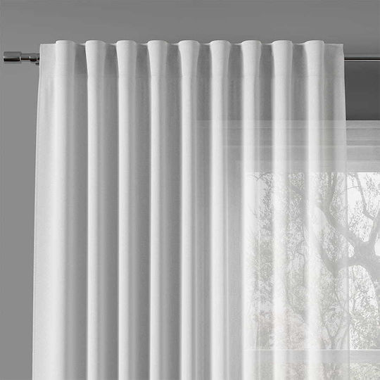 Markizeta Κουρτίνα με Τρέσα Basic Λευκή 145x300εκ.