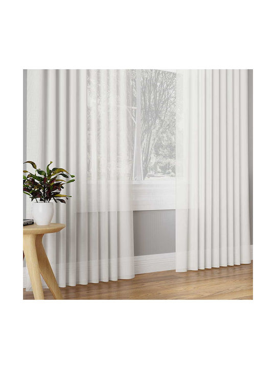 Markizeta Vorhang Fenster mit Bleistiftfalten Weiß 145x300cm