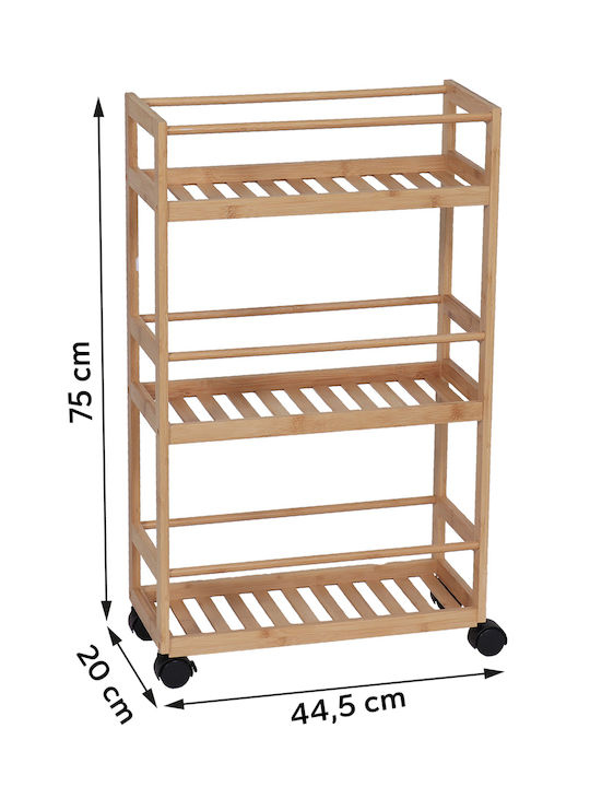Eurocasa Επιδαπέδια Ραφιέρα Μπάνιου Bamboo με 3 Ράφια 45x20x75cm Μπεζ