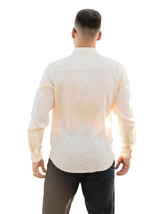 Long-sleeved Linen Shirt Yellow