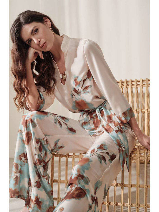 Venus Damen Bluse Satin mit 3/4 Ärmel Bay Leaf Mint