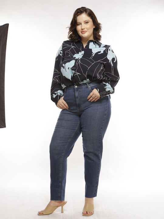 Stylish Gram Langärmelig Damen Satin,σατεν Hemd Blue/Aqua