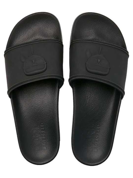 Karl Lagerfeld Ikonic Relief Slides Μαύρα