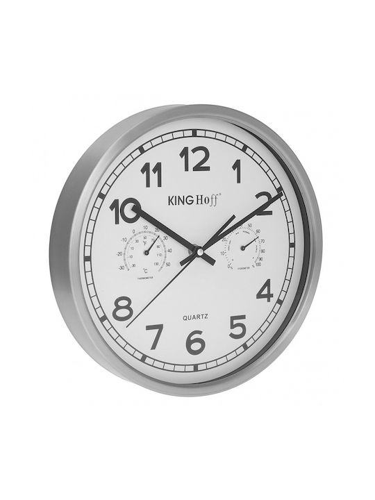 KING Hoff Ρολόι Τοίχου Ασημί Ø30cm