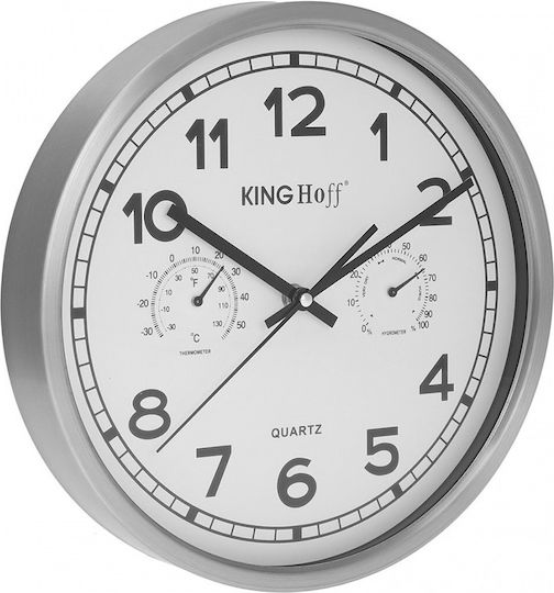 KING Hoff Ρολόι Τοίχου Ασημί Ø30cm