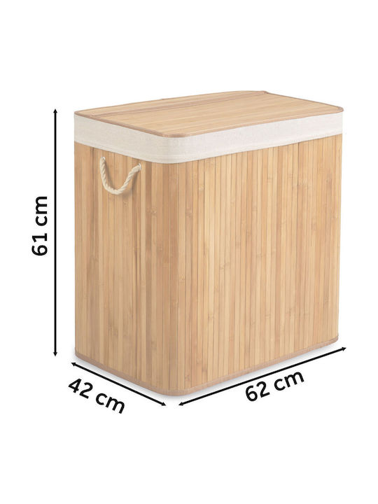 Massido Coș De Rufe Din Bambus 150lt Cu Capac 61x62x42cm Bej