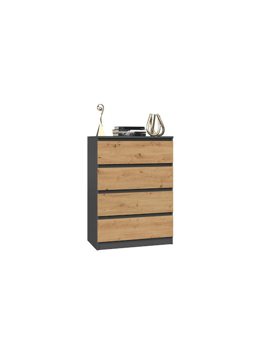 Kommode Schlafzimmer Holz M4 mit 4 Schubladen Antracyt 70x40x97cm