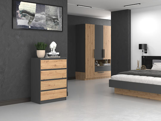 Bedroom Chest of Drawers Wooden M4 with 4 Drawers Anthracite 70x40x97cm
