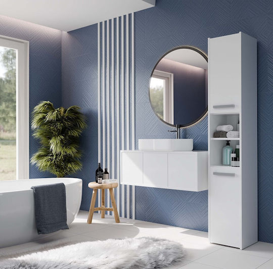 Topeshop S30 Badezimmersäule Boden H30xB30xH170cm Weiß